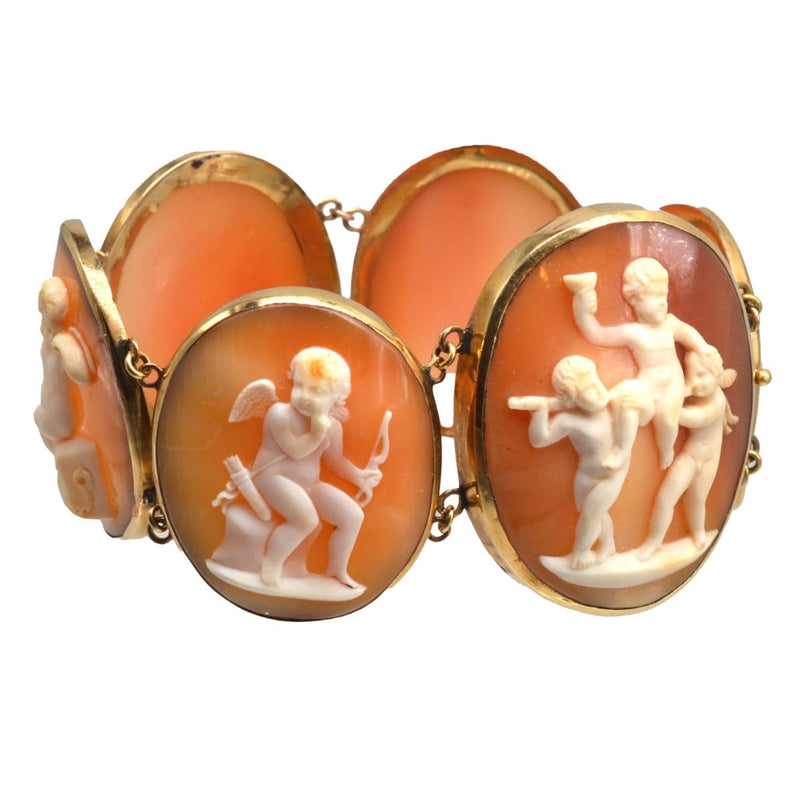 Bracelet Regency en or 18 carats avec camée de Cupidon sculpté