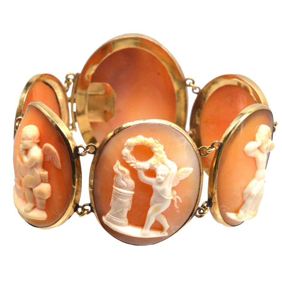 Regency 18ct Gold Shell Carved Cameo of Cupid Bracelet | Parkin and Gerrish | Antique & Vintage Jewellery