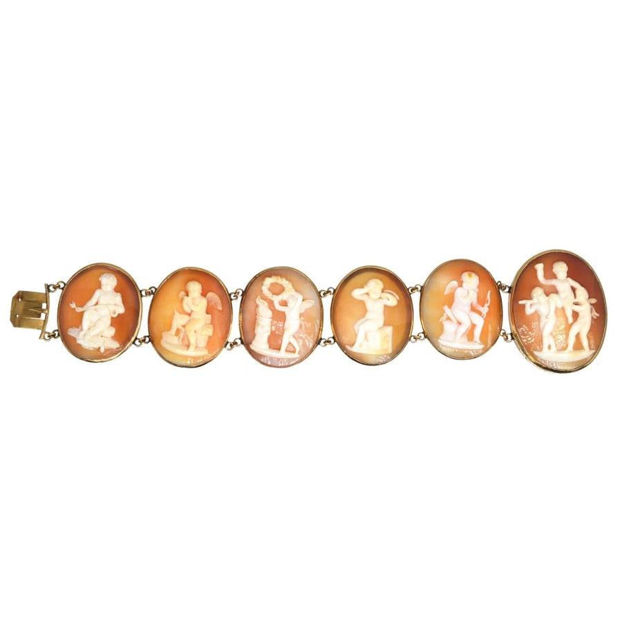 Regency 18ct Gold Shell Carved Cameo of Cupid Bracelet | Parkin and Gerrish | Antique & Vintage Jewellery