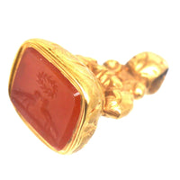 Regency Gold Cased Seal with Carnelian Intaglio of Two Doves Kiss under a Wreath | Parkin and Gerrish (UK)