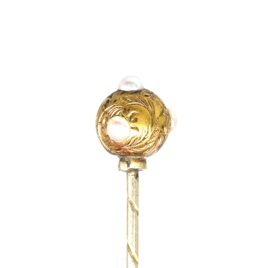 Regency Pearl and Gold Ball Tie Pin | Parkin and Gerrish | Antique & Vintage Jewellery