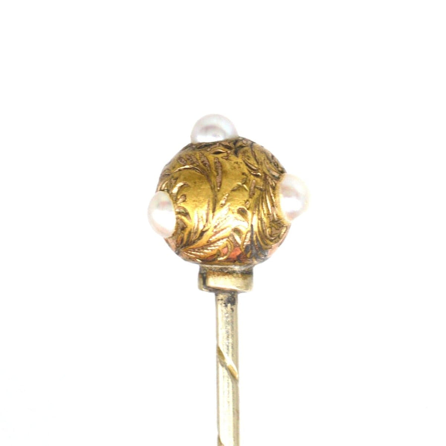 Regency Pearl and Gold Ball Tie Pin | Parkin and Gerrish | Antique & Vintage Jewellery