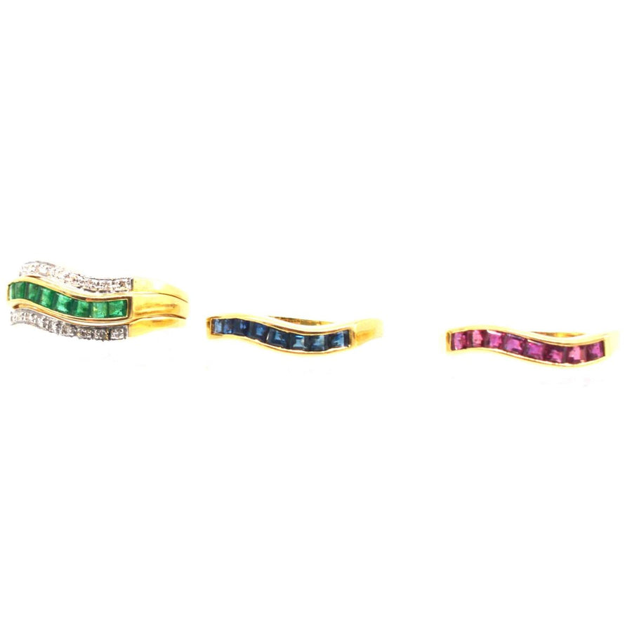 Retro 18ct Gold Tutti Frutti Interchangeable Diamond, Sapphire, Ruby & Emerald Ring | Parkin and Gerrish (UK)