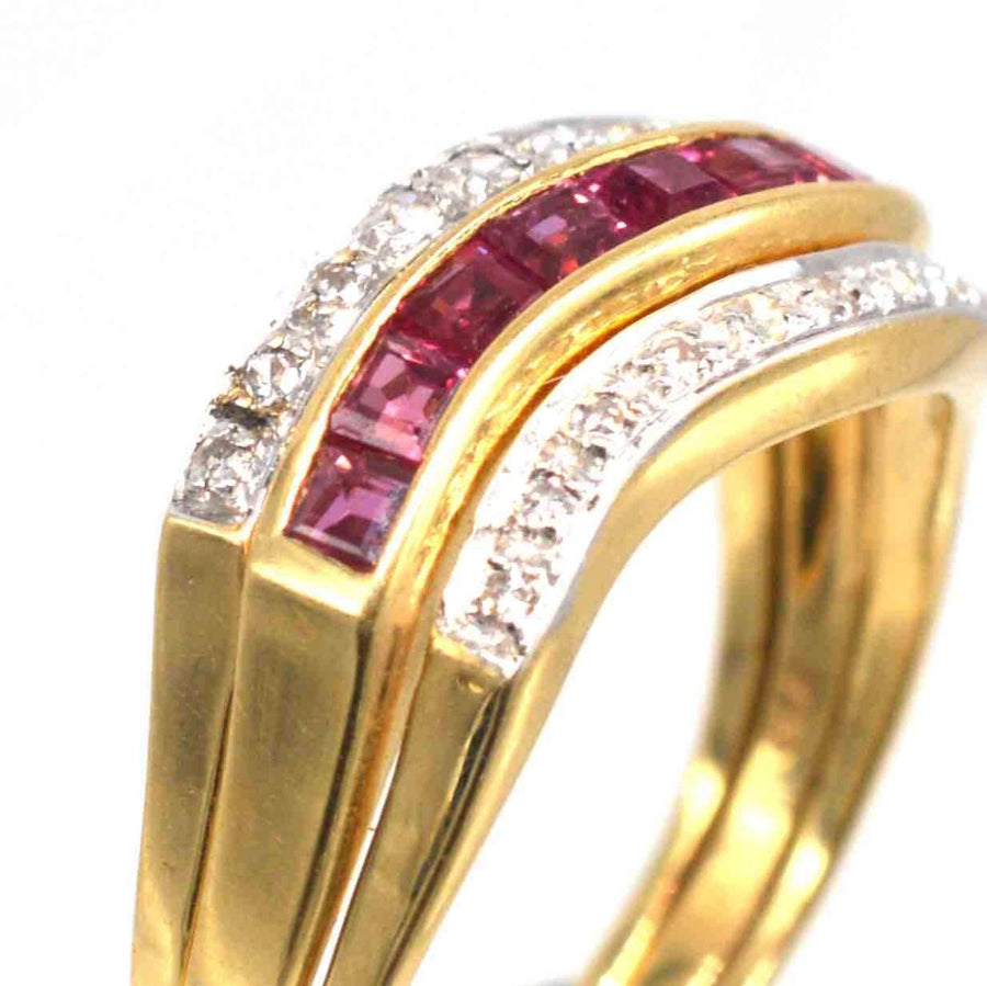 Retro 18ct Gold Tutti Frutti Interchangeable Diamond, Sapphire, Ruby & Emerald Ring | Parkin and Gerrish (UK)