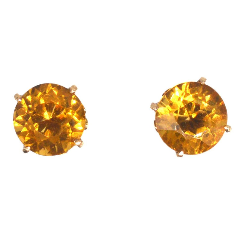 Retro 9ct Gold Citrine Stud Earrings
