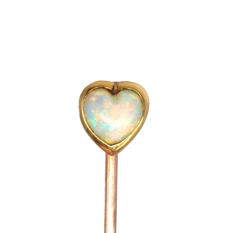 Small Edwardian 15ct Gold Opal Heart Tie Pin | Parkin and Gerrish | Antique & Vintage Jewellery