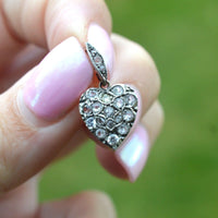 Small Edwardian Gold & Silver Heart Shaped Pendant set with Paste | Parkin and Gerrish (UK)