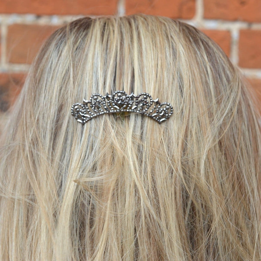 Small Regency Cut Steel Hair Tiara Comb | Parkin and Gerrish | Antique & Vintage Jewellery