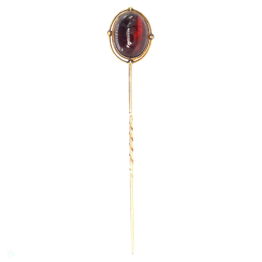 Victorian 15ct Gold Cabochon Garnet Tie Pin | Parkin and Gerrish | Antique & Vintage Jewellery