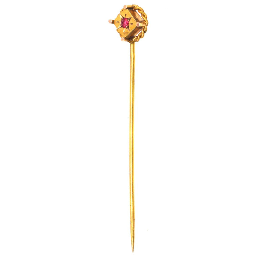 Victorian 15ct Gold Ruby Tie Pin | Parkin and Gerrish | Antique & Vintage Jewellery