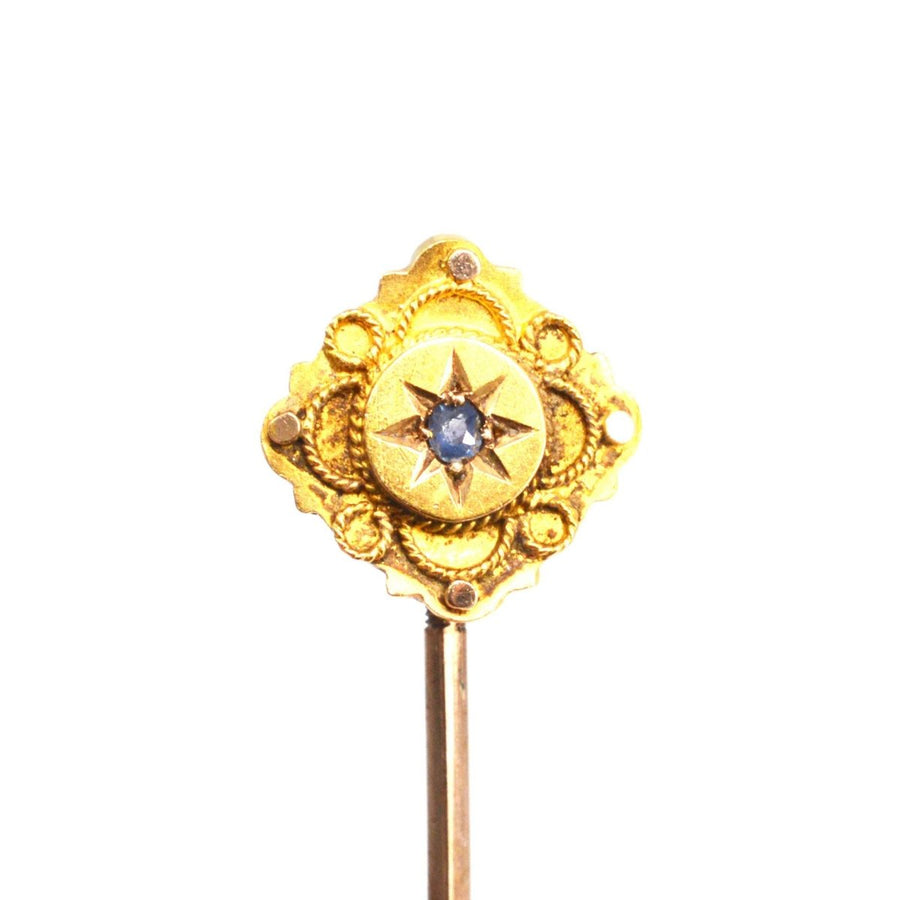 Victorian 15ct Gold Sapphire Tie Pin | Parkin and Gerrish | Antique & Vintage Jewellery
