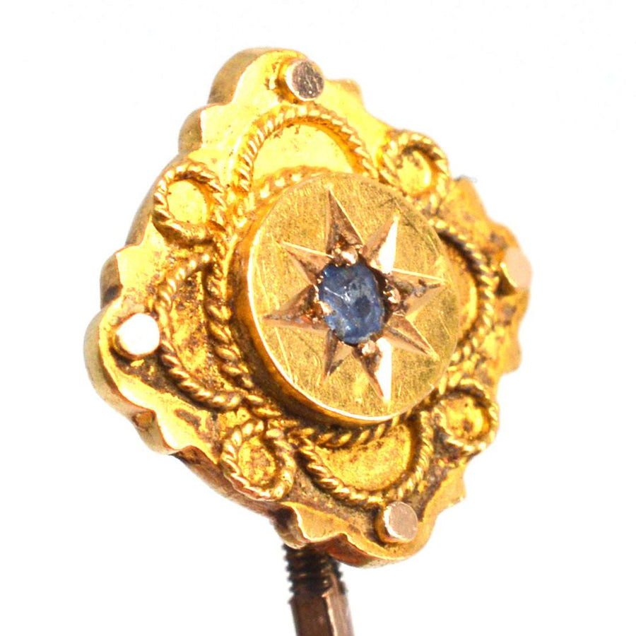 Victorian 15ct Gold Sapphire Tie Pin | Parkin and Gerrish | Antique & Vintage Jewellery
