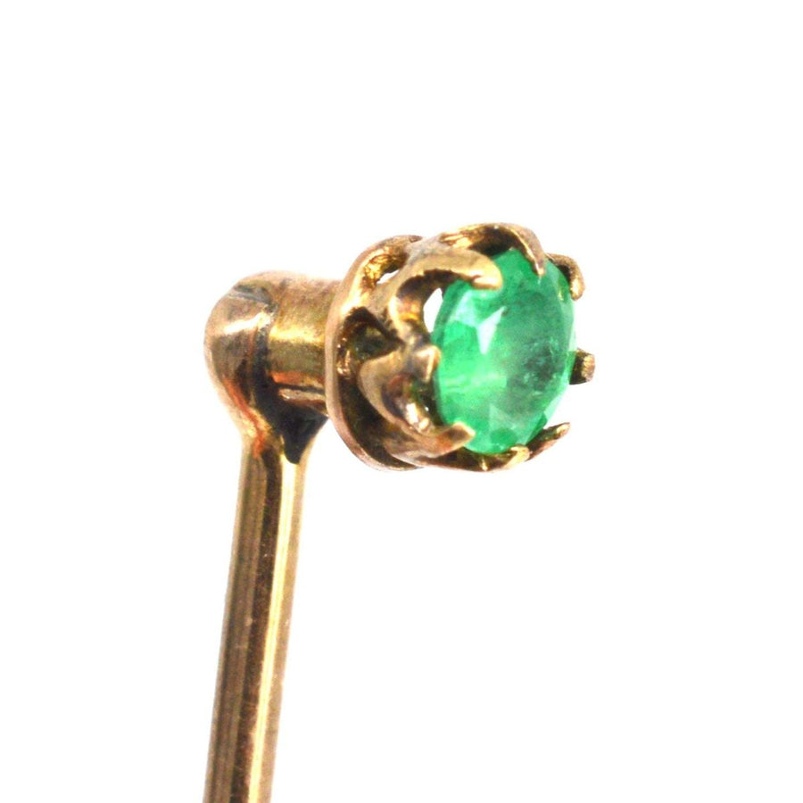 Victorian 15ct Gold Single Emerald Tie Pin | Parkin and Gerrish | Antique & Vintage Jewellery