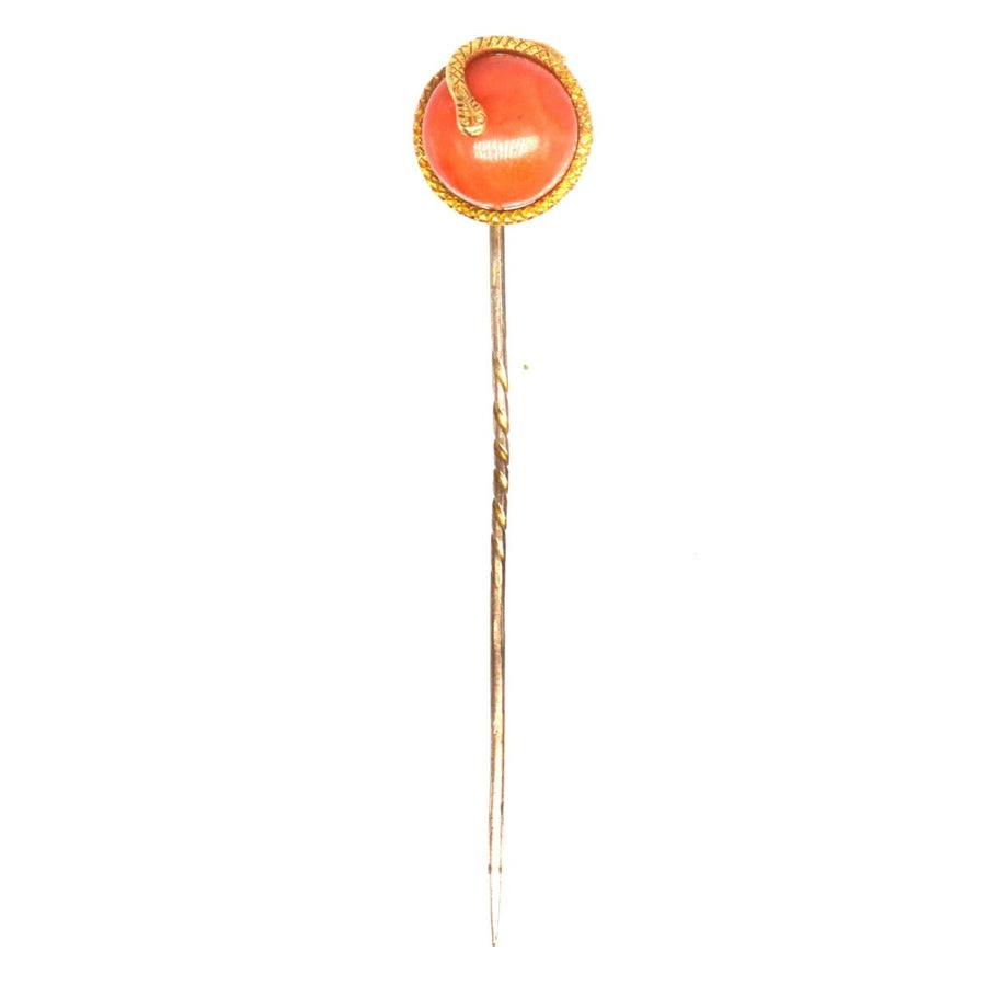 Victorian 15ct Gold Snake Coral Tie Pin | Parkin and Gerrish | Antique & Vintage Jewellery
