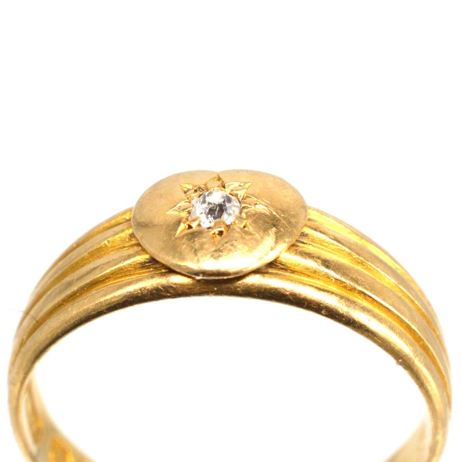 Victorian 18ct Gold Band Keeper Ring with a Heart and a Diamond | Parkin and Gerrish | Antique & Vintage Jewellery