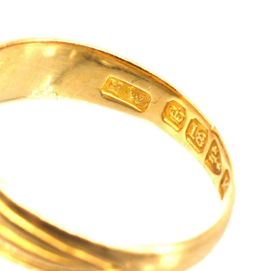 Victorian 18ct Gold Band Keeper Ring with a Heart and a Diamond | Parkin and Gerrish | Antique & Vintage Jewellery