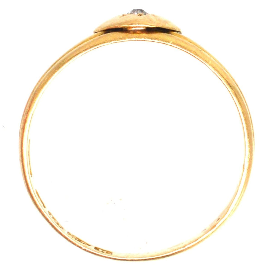 Victorian 18ct Gold Band Keeper Ring with a Heart and a Diamond | Parkin and Gerrish | Antique & Vintage Jewellery