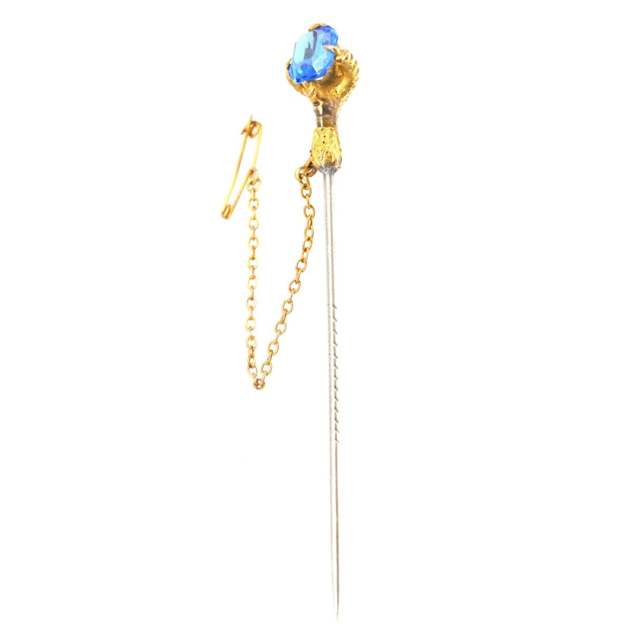 Victorian 18ct Gold Eagle’s Foot Tie Pin with Blue Paste | Parkin and Gerrish | Antique & Vintage Jewellery