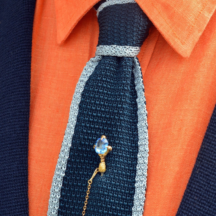 Victorian 18ct Gold Eagle’s Foot Tie Pin with Blue Paste | Parkin and Gerrish | Antique & Vintage Jewellery