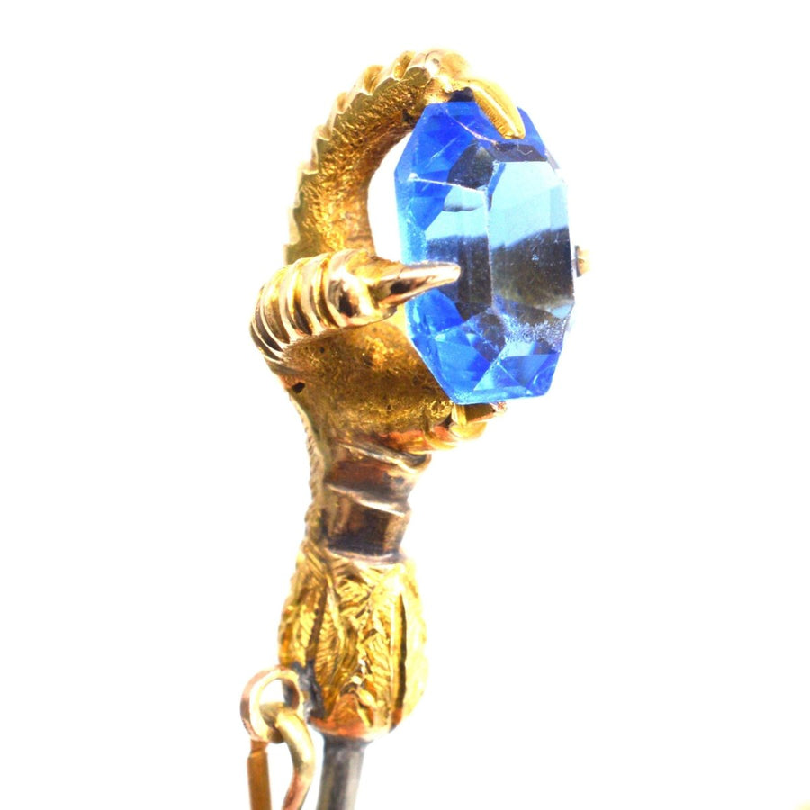Victorian 18ct Gold Eagle’s Foot Tie Pin with Blue Paste | Parkin and Gerrish | Antique & Vintage Jewellery