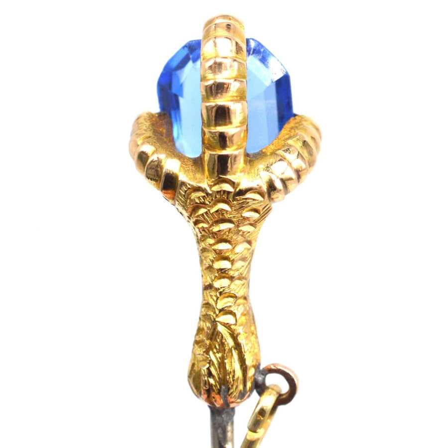 Victorian 18ct Gold Eagle’s Foot Tie Pin with Blue Paste | Parkin and Gerrish | Antique & Vintage Jewellery