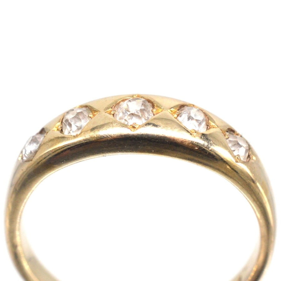 Victorian 18ct Gold Five - Stone Gypsy Ring with Old Mine Cut Diamonds | Parkin and Gerrish (UK)
