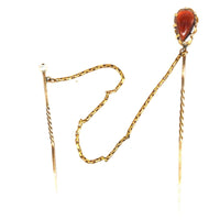 Victorian 9ct Gold Garnet Tie Pin with a Pearl Safety Pin and Snake Chain | Parkin and Gerrish (UK)