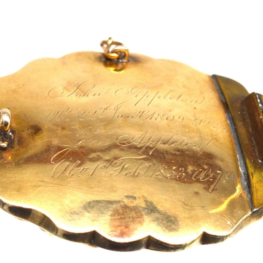 Victorian 9ct Gold Mourning Brooch with Seed Pearl and Hairwork | Parkin and Gerrish | Antique & Vintage Jewellery