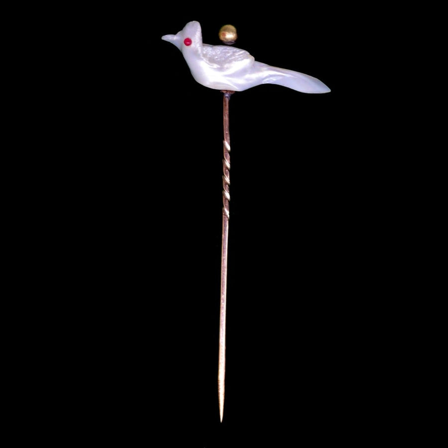 Victorian Baroque Pearl Tie Pin in shape of a Bird | Parkin and Gerrish | Antique & Vintage Jewellery