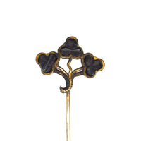 Victorian Irish Carved Bog Oak Tie Pin of a Trio of Shamrocks | Parkin and Gerrish (UK)