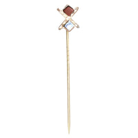 Victorian Scottish Silver St Andrews Cross Tie Pin with Jasper and Agate | Parkin and Gerrish (UK)