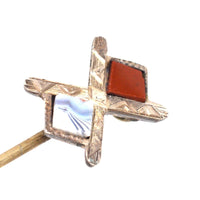 Victorian Scottish Silver St Andrews Cross Tie Pin with Jasper and Agate | Parkin and Gerrish (UK)