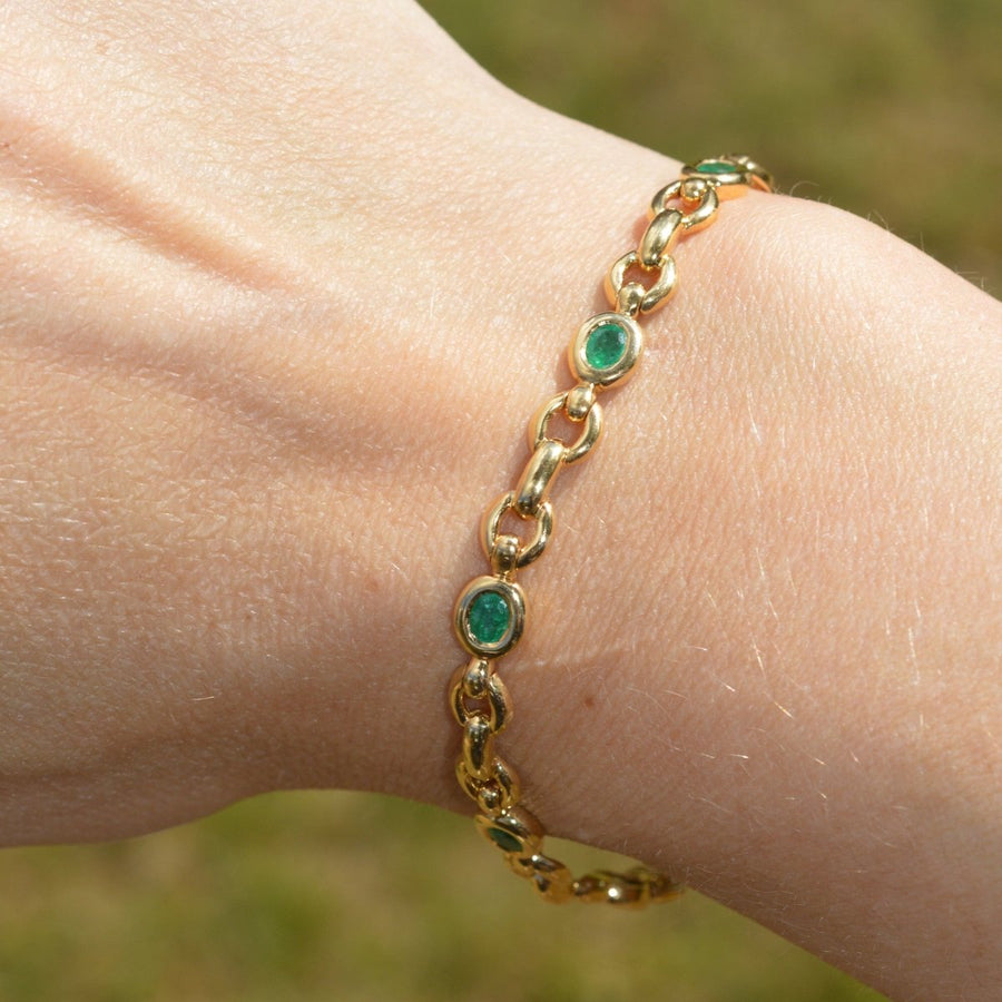 Vintage 18ct Gold and Emerald Bracelet | Parkin and Gerrish | Antique & Vintage Jewellery