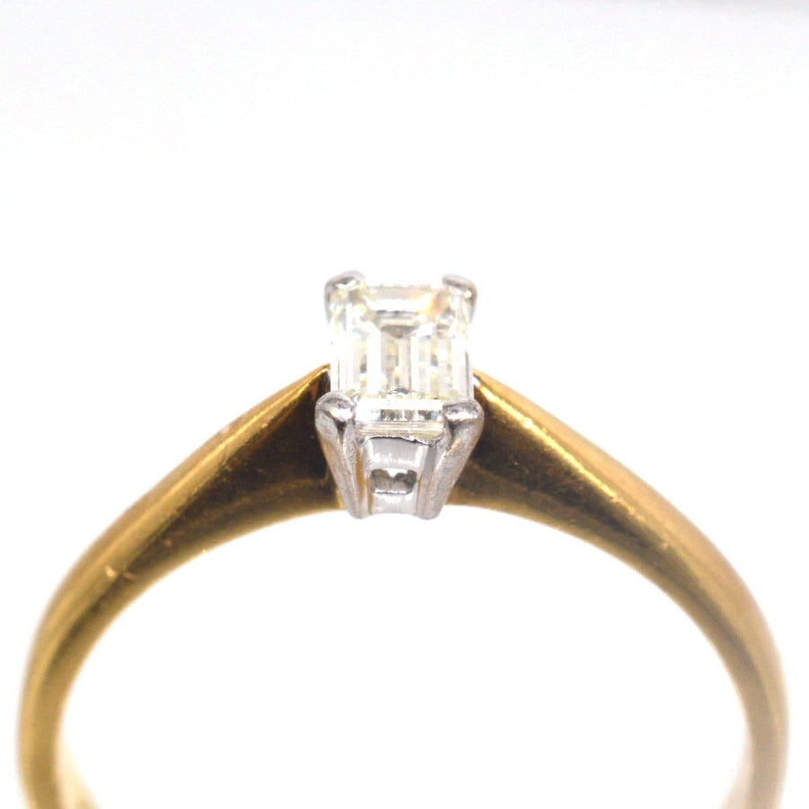 Vintage 18ct Gold and Emerald Cut Diamond Ring | Parkin and Gerrish | Antique & Vintage Jewellery