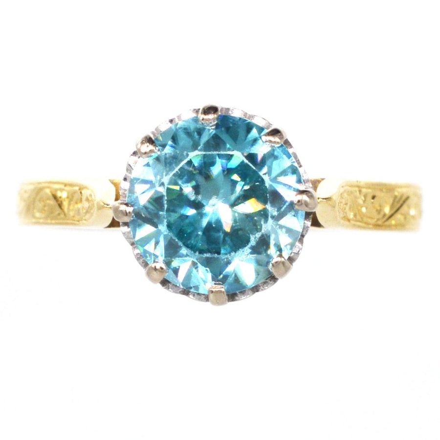 Vintage 18ct Gold and Platinum Zircon Solitaire Ring | Parkin and Gerrish (UK)