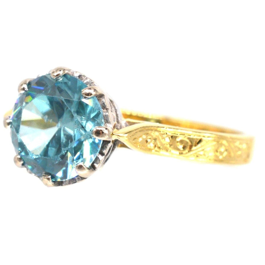 Vintage 18ct Gold and Platinum Zircon Solitaire Ring | Parkin and Gerrish (UK)