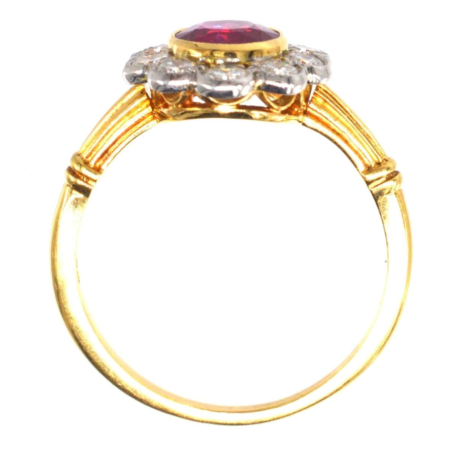 Vintage 18ct Gold Burma Ruby and Diamond Cluster Ring | Parkin and Gerrish | Antique & Vintage Jewellery