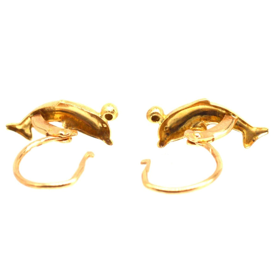 Vintage 18ct Gold Dolphin Sleeper Earrings | Parkin and Gerrish (UK)
