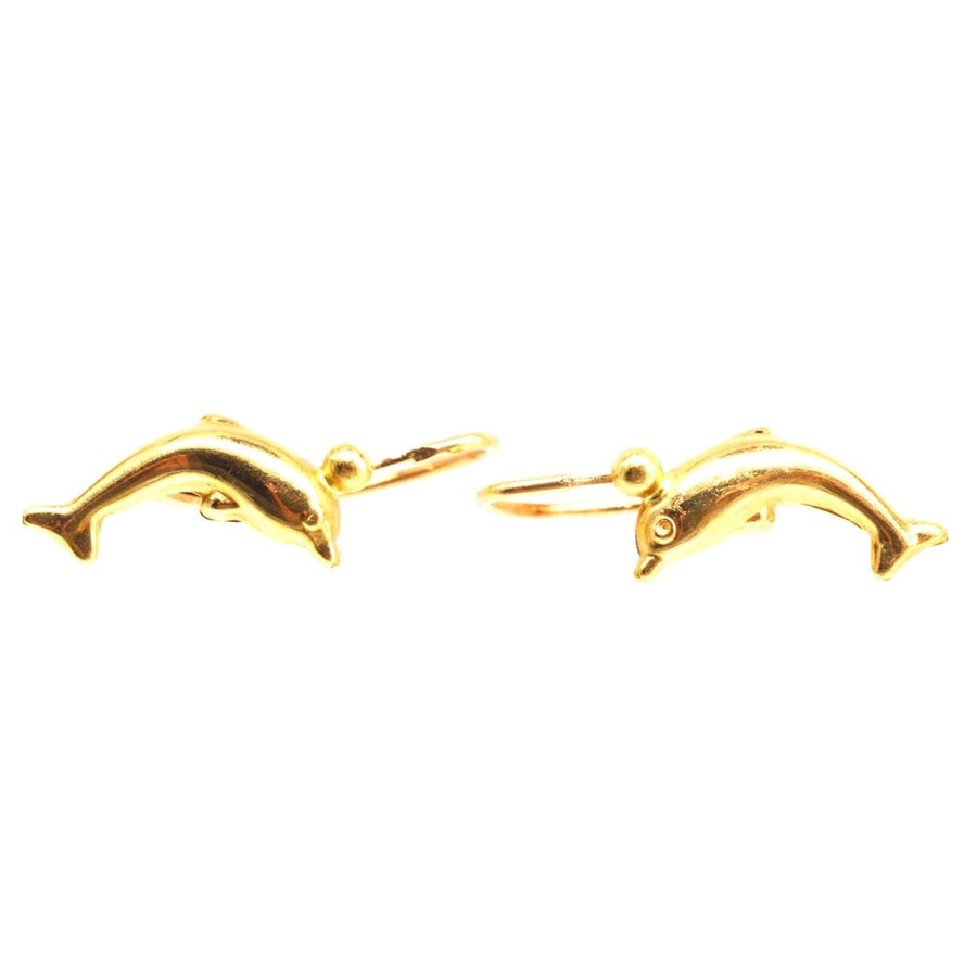 Vintage 18ct Gold Dolphin Sleeper Earrings | Parkin and Gerrish (UK)