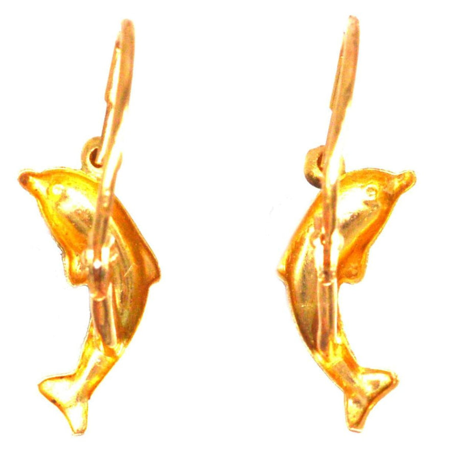 Vintage 18ct Gold Dolphin Sleeper Earrings | Parkin and Gerrish (UK)