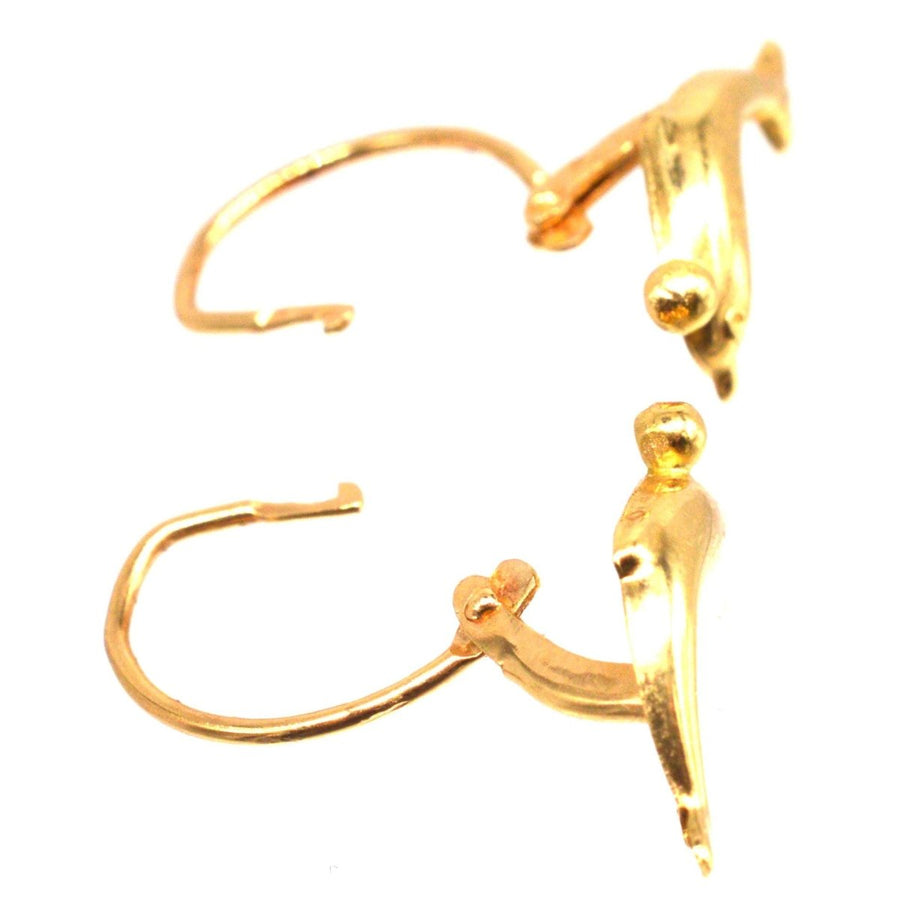 Vintage 18ct Gold Dolphin Sleeper Earrings | Parkin and Gerrish (UK)