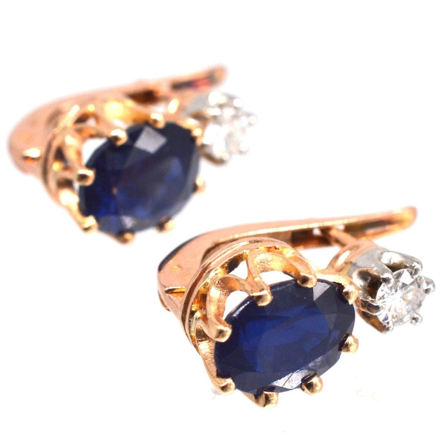 Vintage 18ct Gold Sapphire and Diamond Earrings | Parkin and Gerrish (UK)