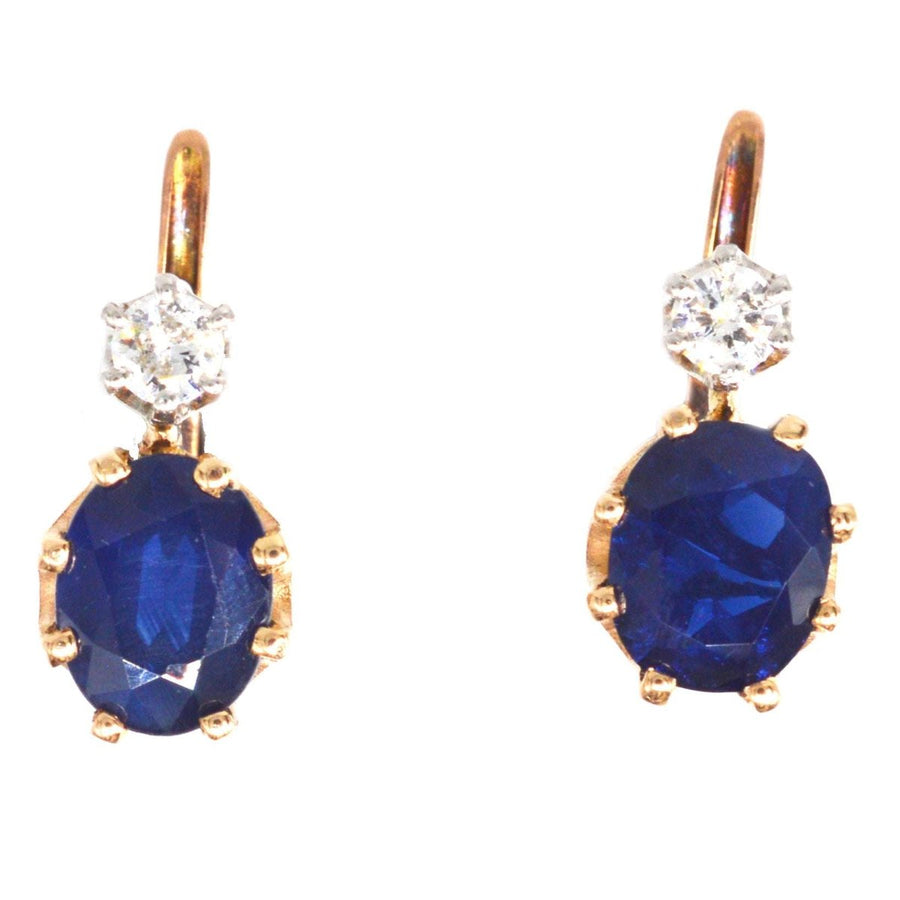 Vintage 18ct Gold Sapphire and Diamond Earrings | Parkin and Gerrish (UK)