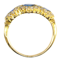 Vintage 18ct Gold Sapphire and Diamond Triple Cluster Ring | Parkin and Gerrish (UK)