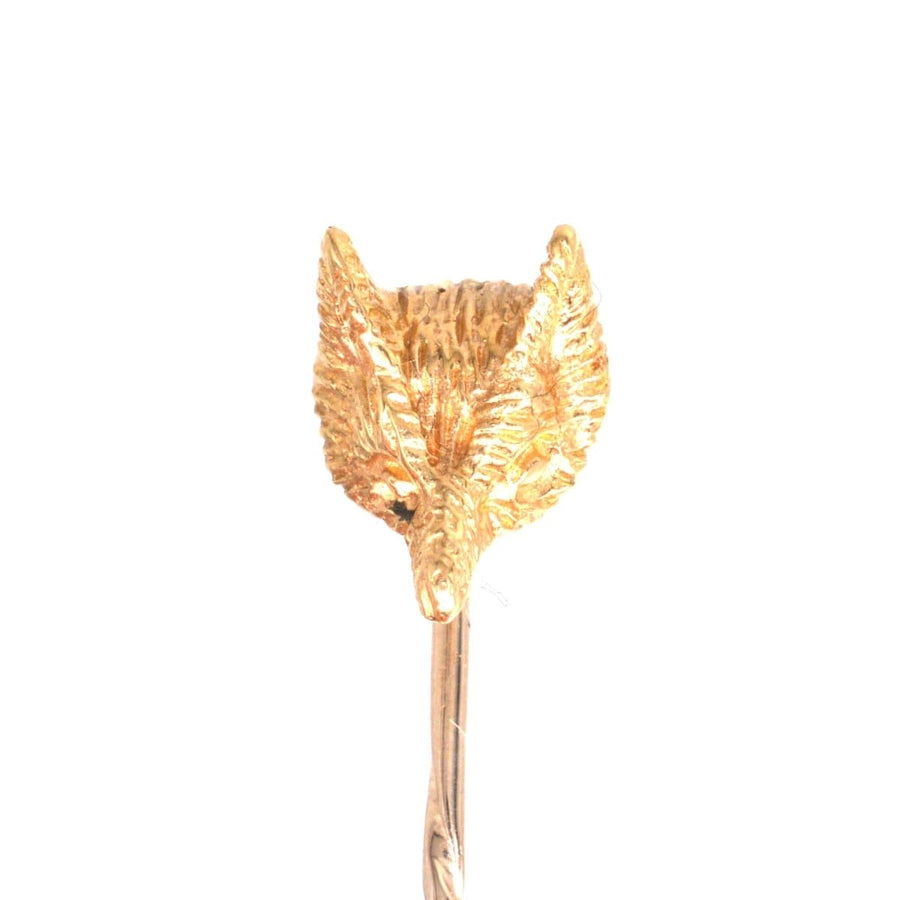 Vintage 1970s 9ct Gold Fox Head Tie Pin | Parkin and Gerrish | Antique & Vintage Jewellery