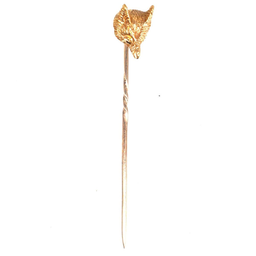 Vintage 1970s 9ct Gold Fox Head Tie Pin | Parkin and Gerrish | Antique & Vintage Jewellery