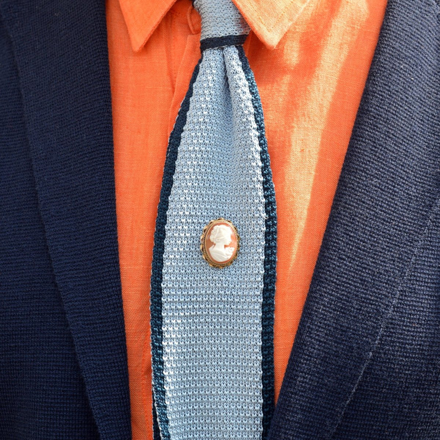 Vintage 1970s 9ct Gold Victorian Revival Shell Cameo Tie Pin | Parkin and Gerrish (UK)