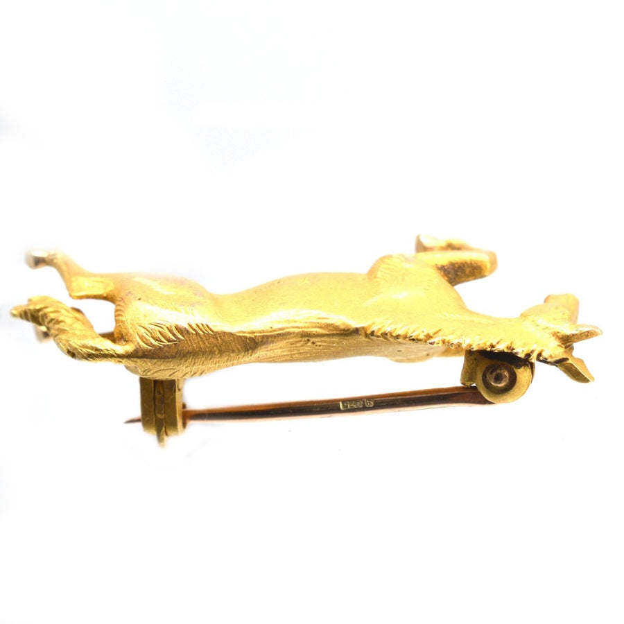 Vintage 9ct Gold Jumping Horse Brooch by Alabaster & Wilson | Parkin and Gerrish | Antique & Vintage Jewellery