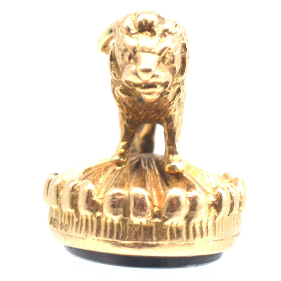 Vintage 9ct Gold Lion Seal with an Onyx Base | Parkin and Gerrish | Antique & Vintage Jewellery