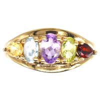 Vintage 9ct Gold Multi Gem Five Stone Ring | Parkin and Gerrish (UK)